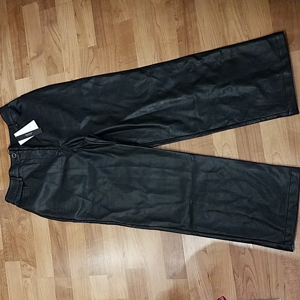 WHO WHAT WEAR COLLECTION PANTS FAUX LEATHER BLACK M